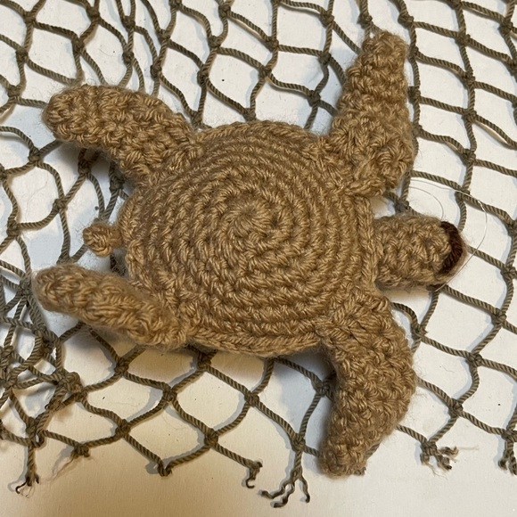 Crochet Brown & Blue Lava Bead Essential Oil Diffuser Sea Turtle Ornament SK . - Picture 4 of 5